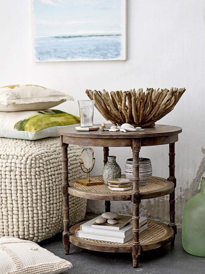 CREATIVE COLLECTION Fleur de Sel Pouf – Naturwolle, quadratisch (61x61)