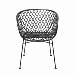 BLOOMINGVILLE loungestol - sort rattan/metal, m. armln 
