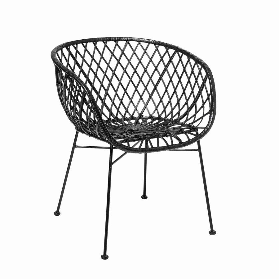 BLOOMINGVILLE loungestol - sort rattan/metal, m. armln 