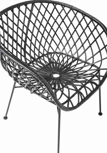 BLOOMINGVILLE loungestol - sort rattan/metal, m. armln 