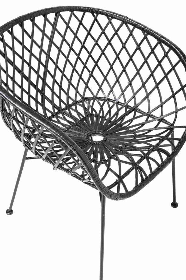 BLOOMINGVILLE loungestol - sort rattan/metal, m. armln 