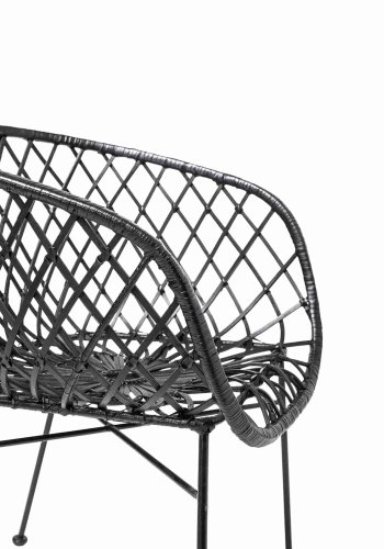 BLOOMINGVILLE loungestol - sort rattan/metal, m. armln 