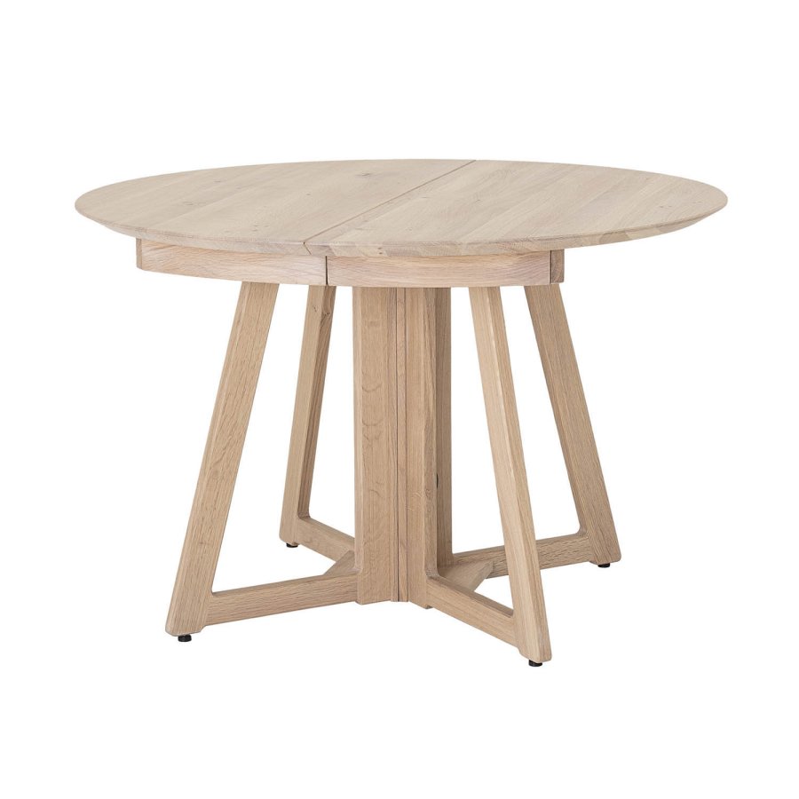 BLOOMINGVILLE rundt Owen spisebord med uttrekk - naturlig hvitkalket eik (118/168/218)