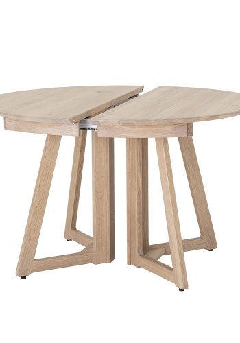 BLOOMINGVILLE rundt Owen spisebord med uttrekk - naturlig hvitkalket eik (118/168/218)