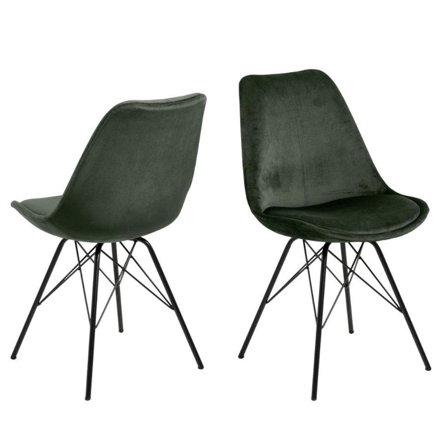 ACT NORDIC Eris Esszimmerstuhl - grünes Polyester und schwarzes Metall