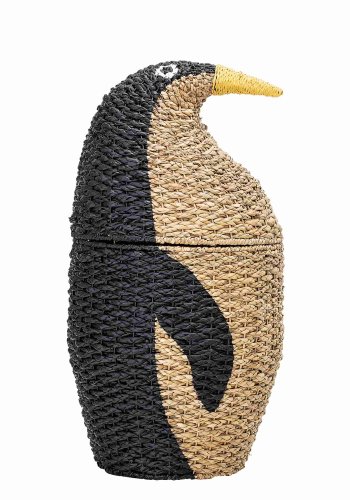 BLOOMINGVILLE MINI kurv - svart/naturlig Bankuan gress, med lokk (H 69)