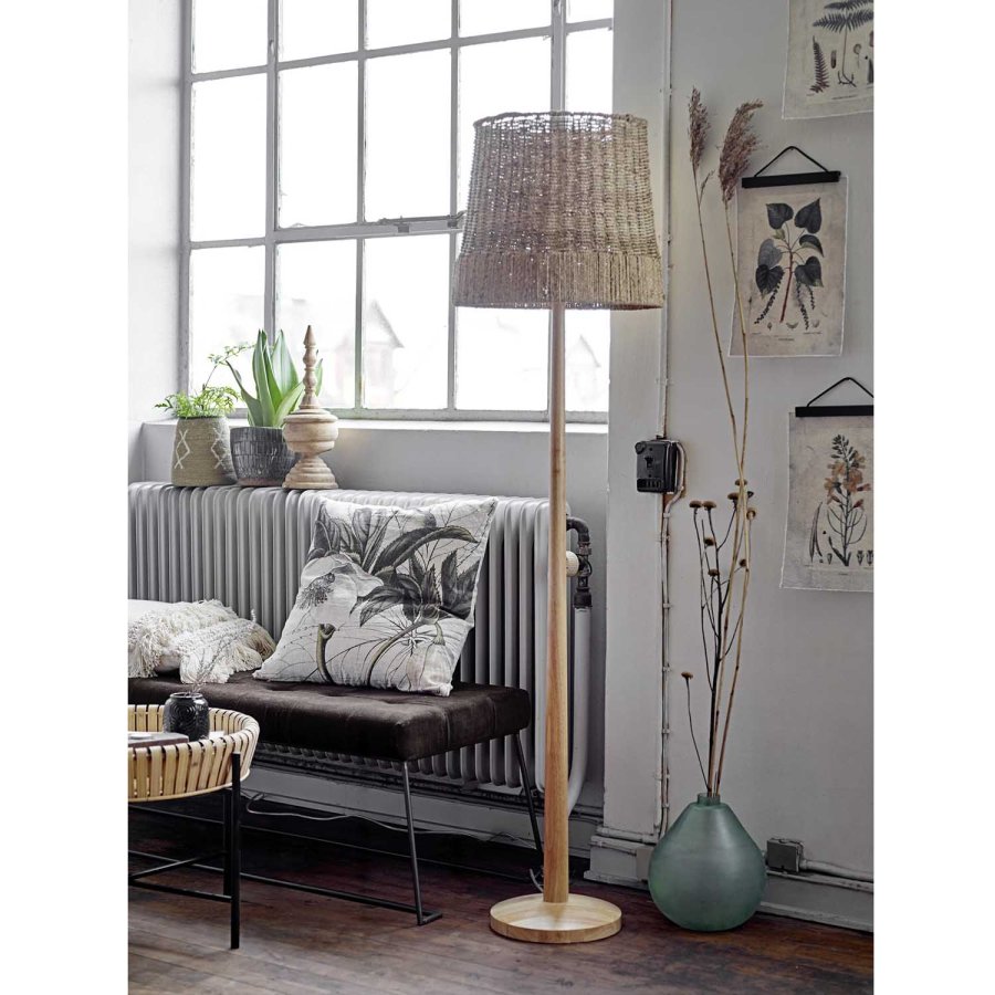 CREATIVE COLLECTION Stehleuchte - Naturrattan und Gummibaumholz