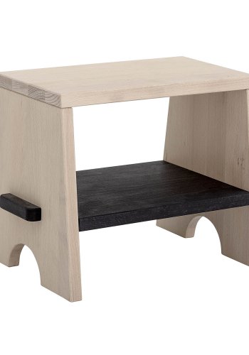 BLOOMINGVILLE MINI rechteckiger Hocker mit Ablage - naturweiß gekalkte Buche 