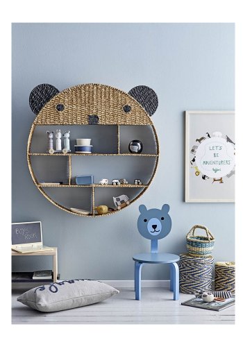 BLOOMINGVILLE MINI rechteckiger Hocker mit Ablage - naturweiß gekalkte Buche 