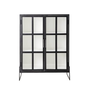 BLOOMINGVILLE Opal Skp med 2 Glasdörrar och 4 Hyllplan - Svart Ek och Metall