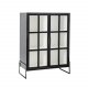 BLOOMINGVILLE Opal skap m. 2 glassdrer og 4 hyller - svart eik og metall 