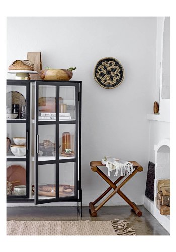 BLOOMINGVILLE Opal skap m. 2 glassdrer og 4 hyller - svart eik og metall 