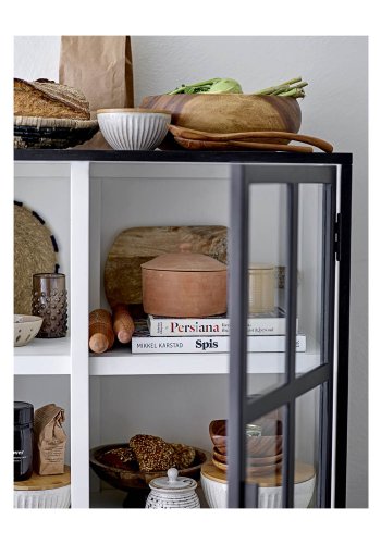 BLOOMINGVILLE Opal skap m. 2 glassdrer og 4 hyller - svart eik og metall 