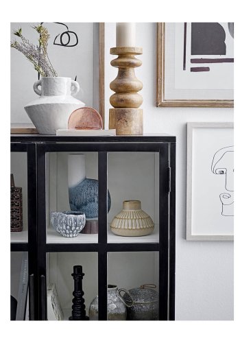 BLOOMINGVILLE Opal skap m. 2 glassdrer og 4 hyller - svart eik og metall 