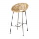 BLOOMINGVILLE Yonne Barhocker mit Rückenlehne – natürliches Rattan und Eisen