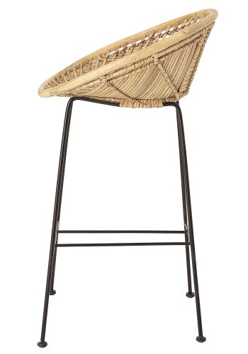 BLOOMINGVILLE Yonne Barhocker mit Rückenlehne – natürliches Rattan und Eisen