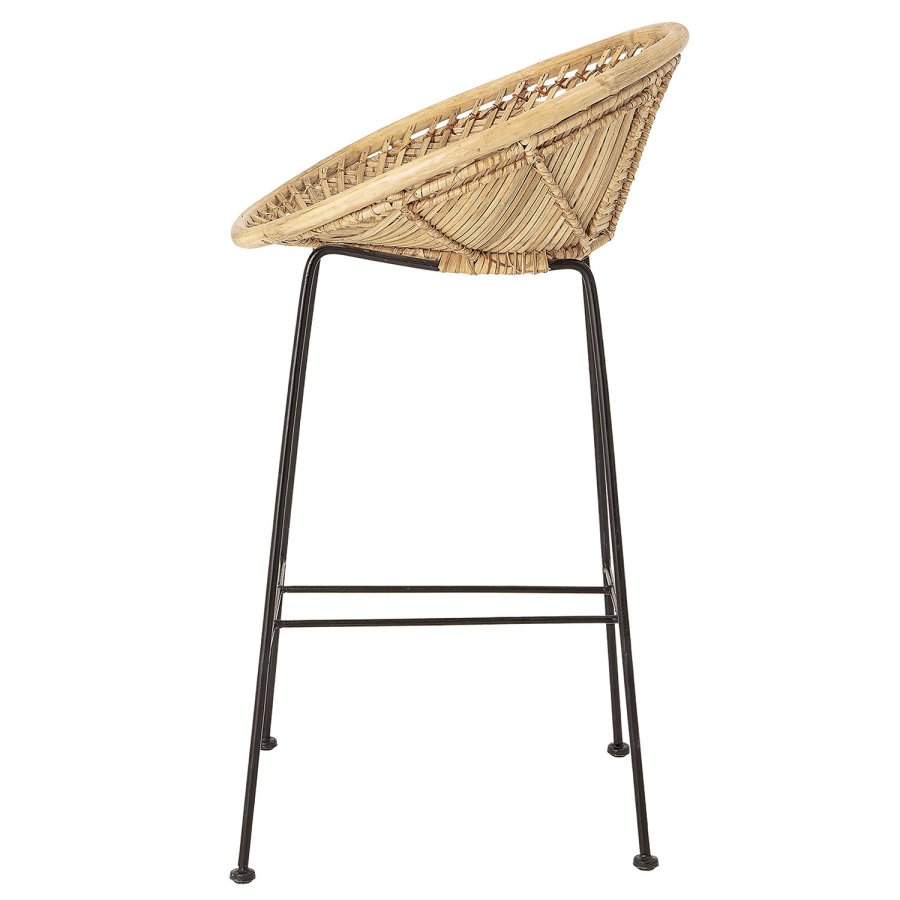 BLOOMINGVILLE Yonne Barhocker mit Rückenlehne – natürliches Rattan und Eisen