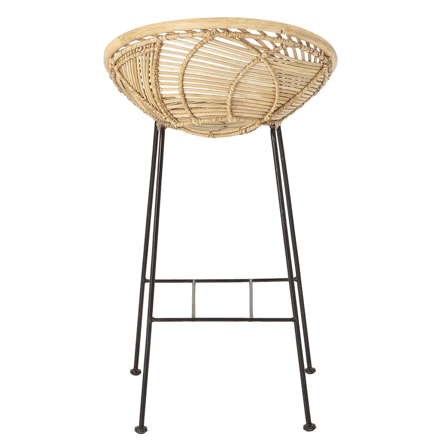 BLOOMINGVILLE Yonne Barhocker mit Rückenlehne – natürliches Rattan und Eisen