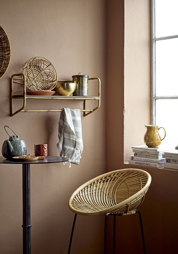 BLOOMINGVILLE Yonne Barhocker mit Rückenlehne – natürliches Rattan und Eisen