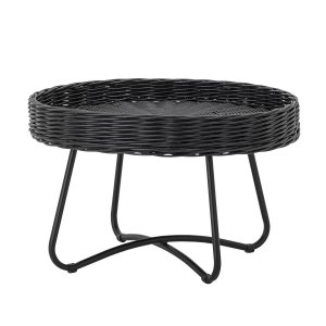 BLOOMINGVILLE rund Hattie sofabord - sort rattan og metal (60)