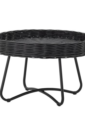 BLOOMINGVILLE runder Hattie Couchtisch - schwarzes Rattan und Metall (60)