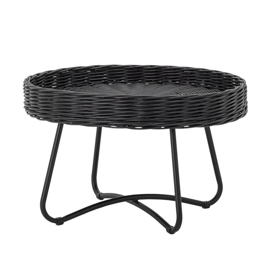 BLOOMINGVILLE runder Hattie Couchtisch - schwarzes Rattan und Metall (60)