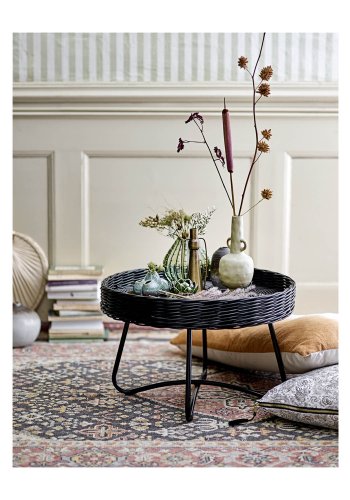 BLOOMINGVILLE runder Hattie Couchtisch - schwarzes Rattan und Metall (60)