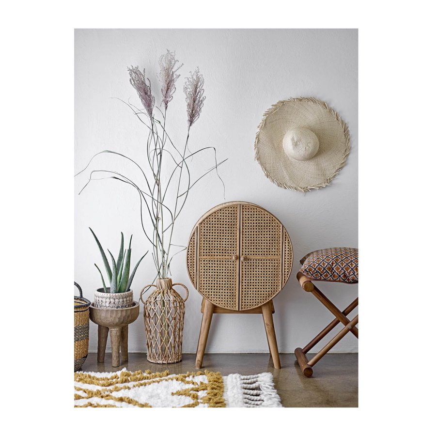 BLOOMINGVILLE Otto Schrank mit 2 Türen und 1 Regal - natürliches Rattan, Kiefer und MDF