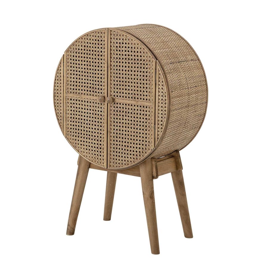 BLOOMINGVILLE Otto Schrank mit 2 Türen und 1 Regal - natürliches Rattan, Kiefer und MDF
