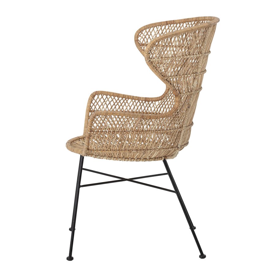 BLOOMINGVILLE Oudon Loungesessel mit Armlehnen – natürliches Rattan und Eisen