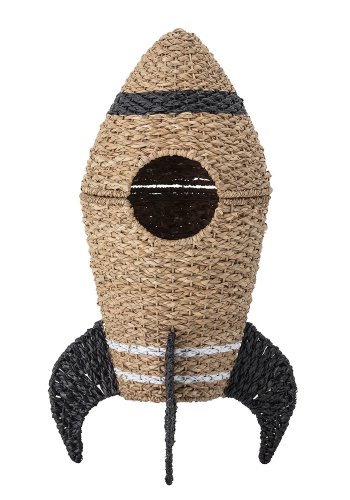 BLOOMINGVILLE MINI Korb, mit Deckel - Natur und Schwarz, Rattan und Seegras