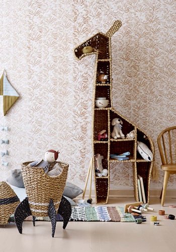 BLOOMINGVILLE MINI Korb, mit Deckel - Natur und Schwarz, Rattan und Seegras