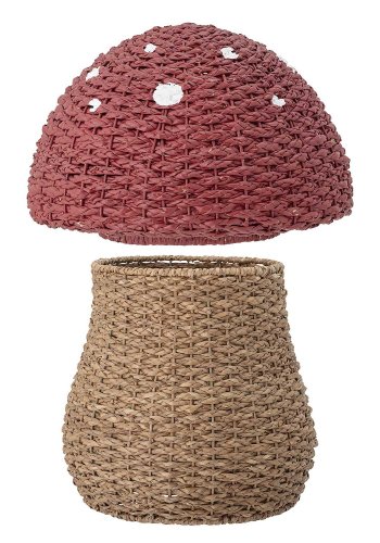 BLOOMINGVILLE MINI Korb, mit Deckel - Natur und Rot, Rattan und Seegras