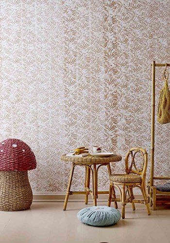 BLOOMINGVILLE MINI Korb, mit Deckel - Natur und Rot, Rattan und Seegras