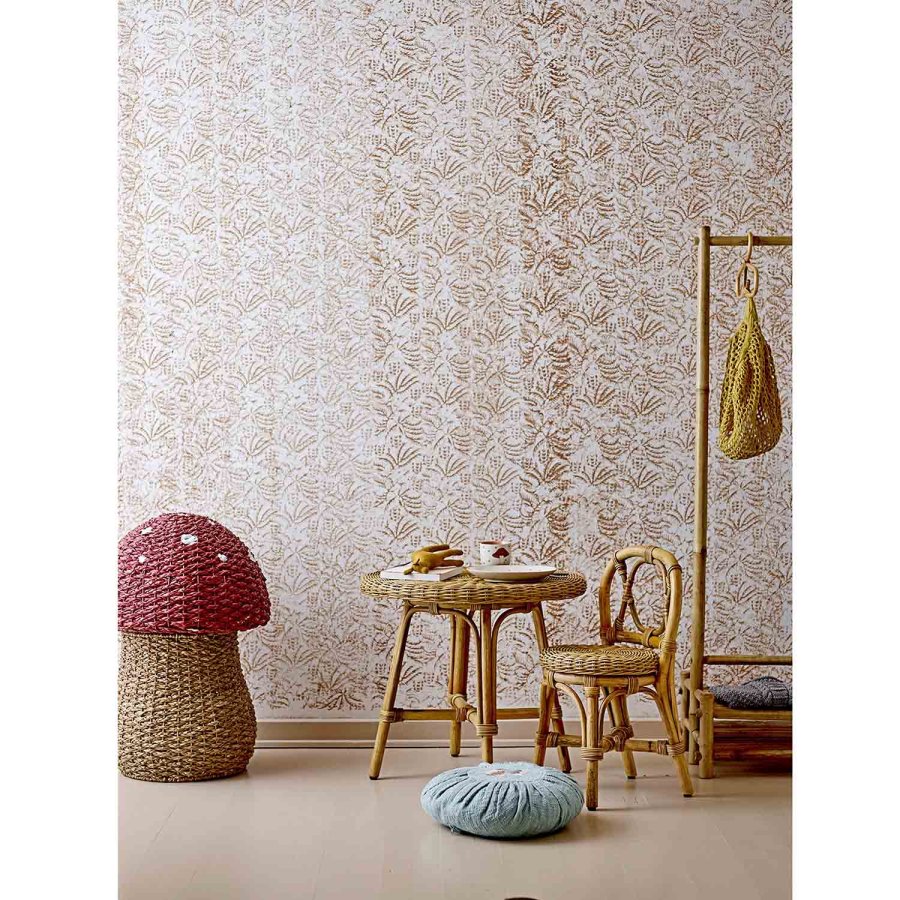 BLOOMINGVILLE MINI Korb, mit Deckel - Natur und Rot, Rattan und Seegras