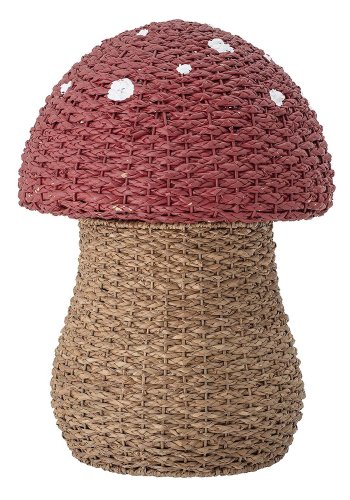 BLOOMINGVILLE MINI Korb, mit Deckel - Natur und Rot, Rattan und Seegras