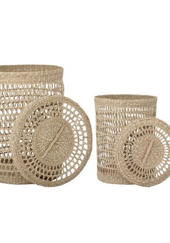 BLOOMINGVILLE rund kurv - naturlig sjgress (sett med 2)