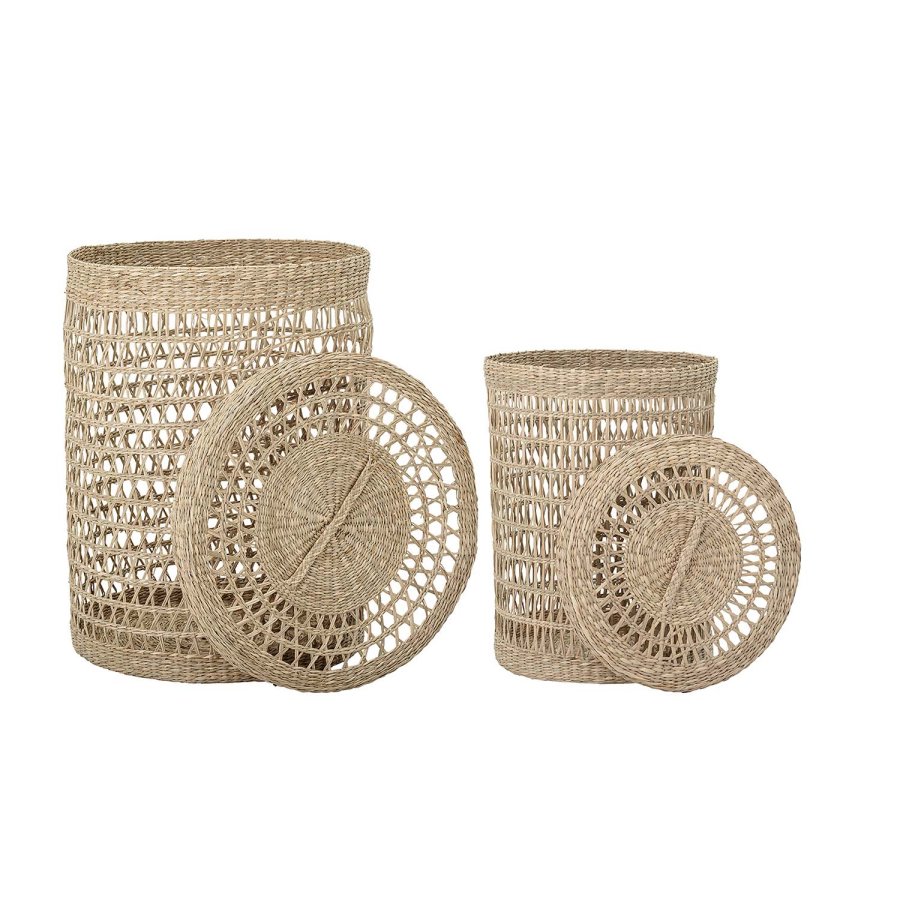 BLOOMINGVILLE rund kurv - naturlig sjgress (sett med 2)