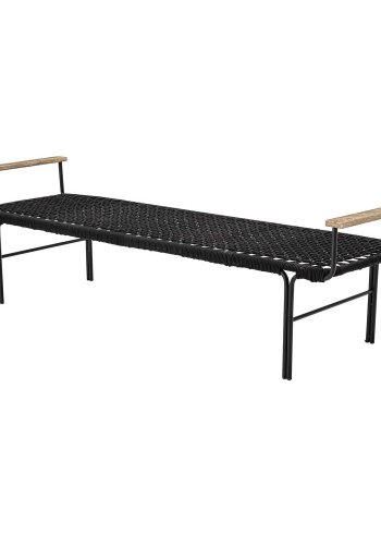 BLOOMINGVILLE Mundo benk - naturlig akasietre, svart tau og metall (175x50)