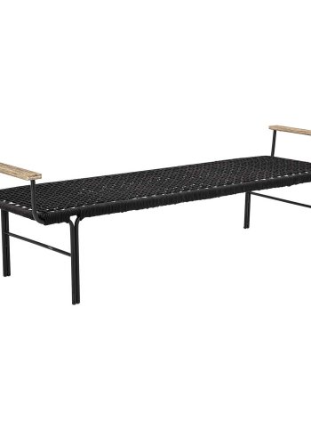 BLOOMINGVILLE Mundo benk - naturlig akasietre, svart tau og metall (175x50)