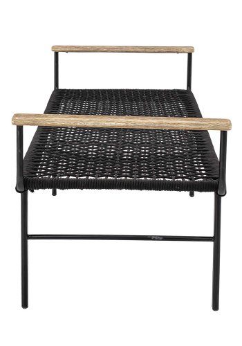 BLOOMINGVILLE Mundo benk - naturlig akasietre, svart tau og metall (175x50)