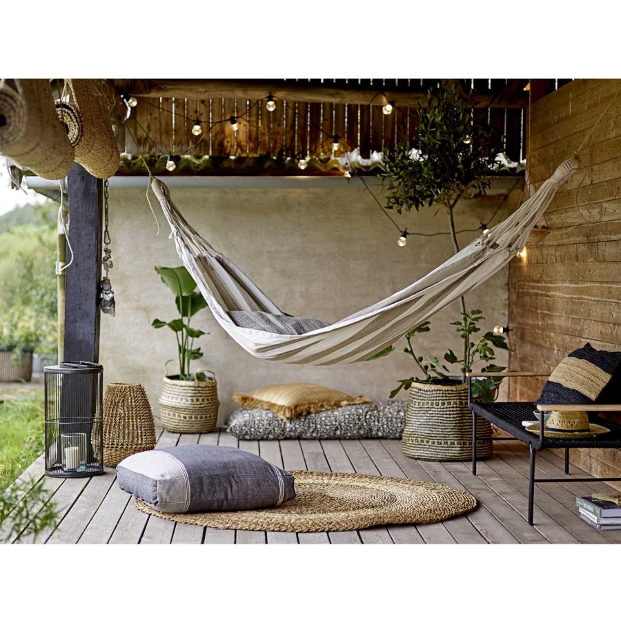 BLOOMINGVILLE Mundo benk - naturlig akasietre, svart tau og metall (175x50)