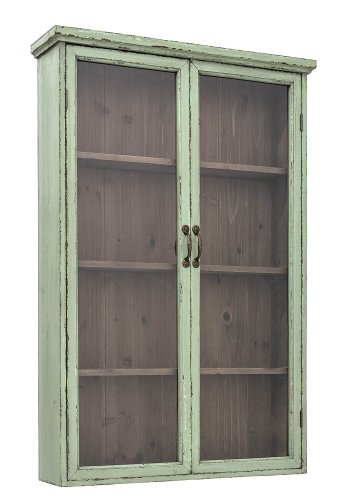 CREATIVE COLLECTION Schrank mit 2 Türen und 3 Regalen - Glas und grüne Kiefer