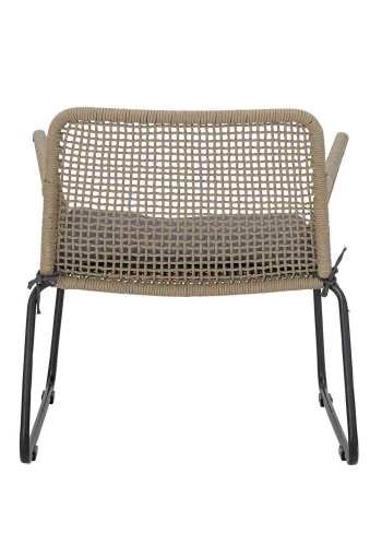 BLOOMINGVILLE Mundo utendrs lenestol, med gr pute og armlener - ekte polyestertau og svart metall
