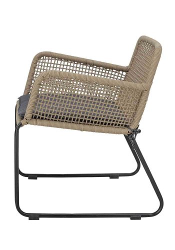 BLOOMINGVILLE Mundo utendrs lenestol, med gr pute og armlener - ekte polyestertau og svart metall