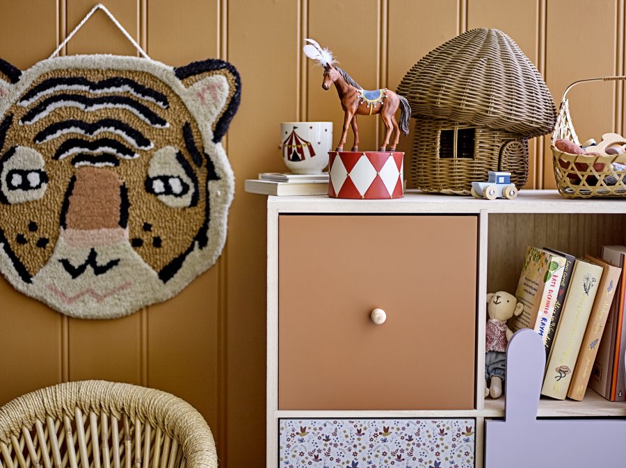 BLOOMINGVILLE MINI Calle Bücherregal, mit Schubladen – natürliches Mahagoni und Kiefer