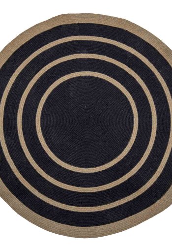 BLOOMINGVILLE Lune gulvteppe, rundt - natur/svart sjgress/jute (120)