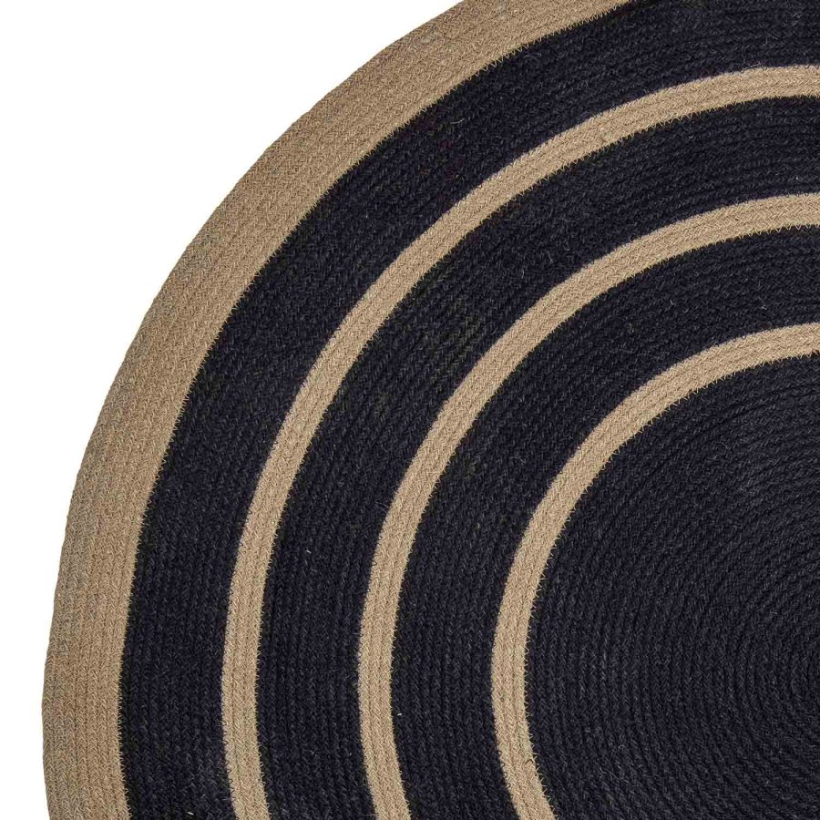 BLOOMINGVILLE Lune gulvteppe, rundt - natur/svart sjgress/jute (120)