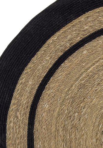 BLOOMINGVILLE Lune Teppich, rund - Natur/Schwarz Seegras/Jute (120)