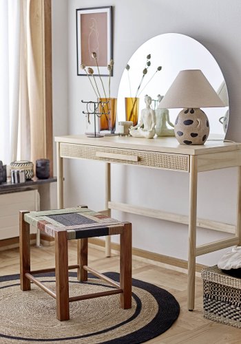 BLOOMINGVILLE Lune Teppich, rund - Natur/Schwarz Seegras/Jute (120)